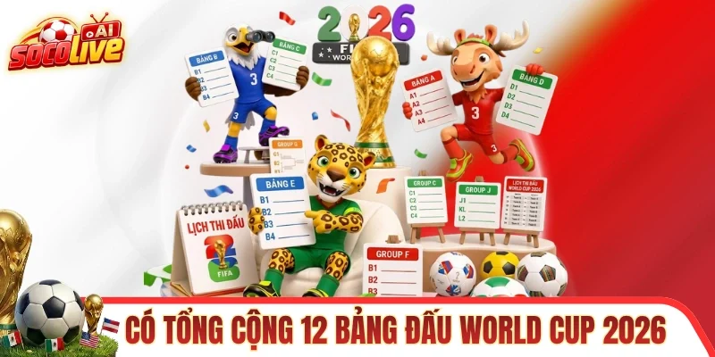Có tổng cộng 12 bảng đấu World Cup 2026 chính thức
